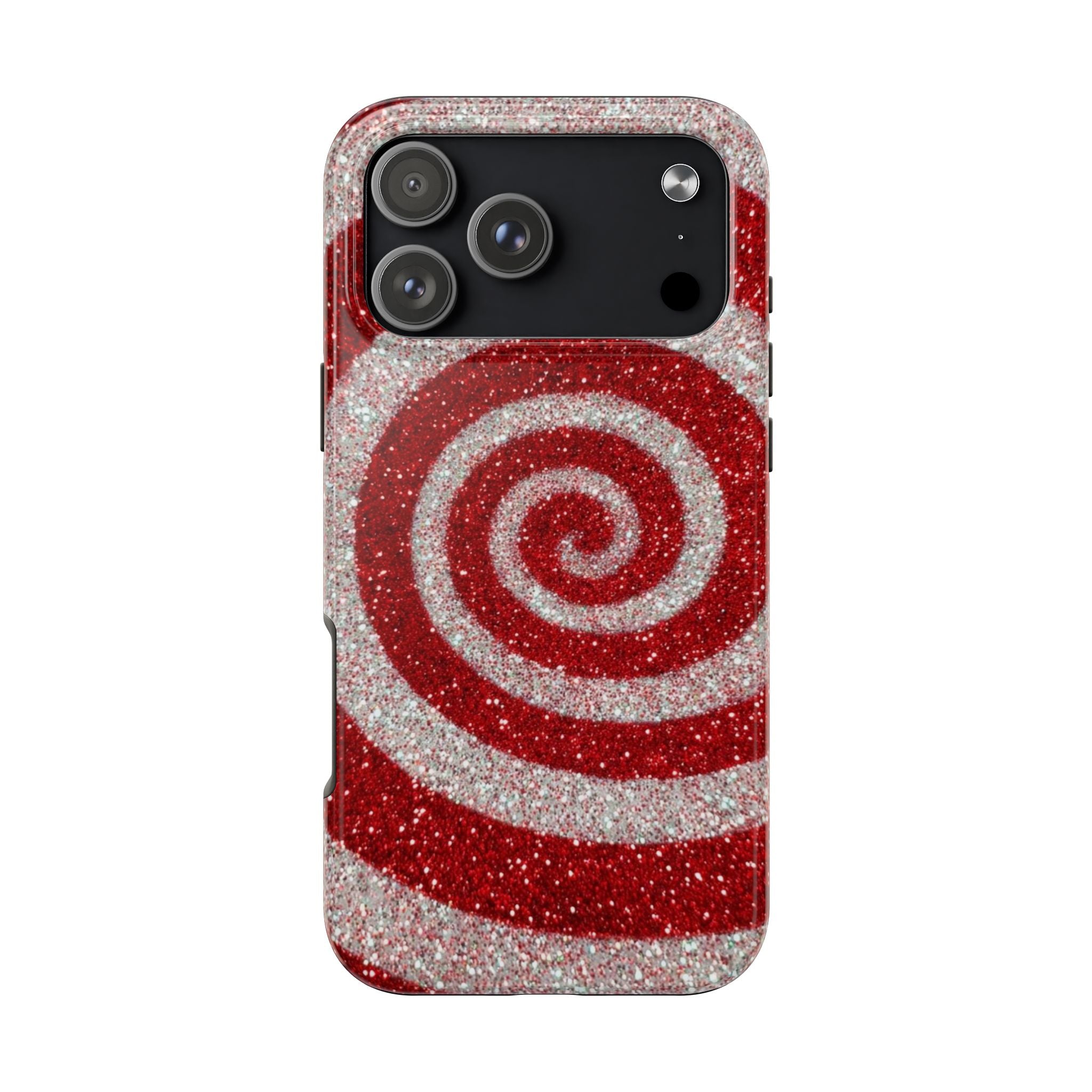 I’m Yours Red & White Swirl Glitter Tough Phone Case