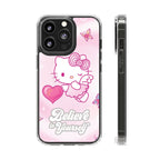 Clear Phone Case — Pink 'Believe in Yourself' Cute Kitty Design