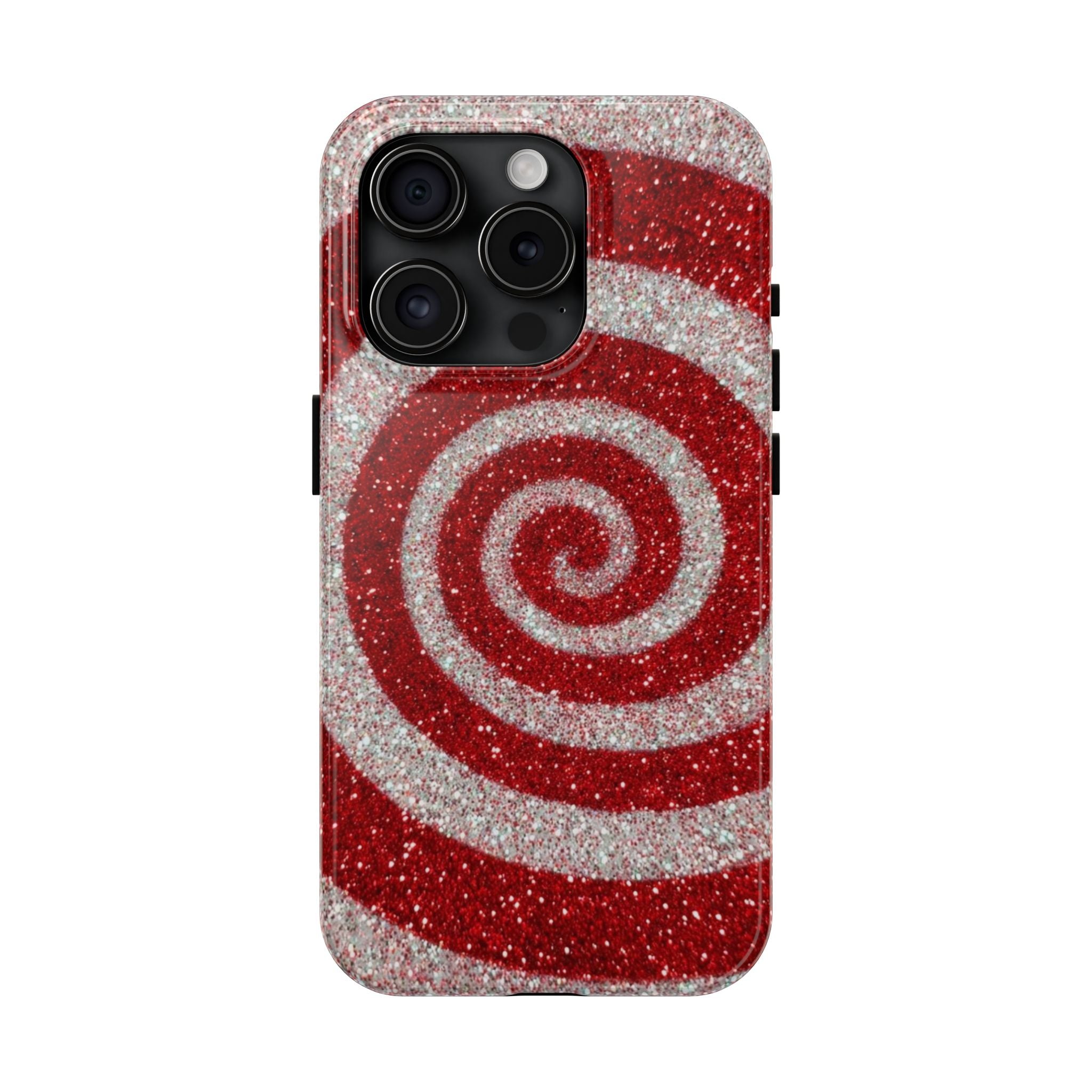 I’m Yours Red & White Swirl Glitter Tough Phone Case