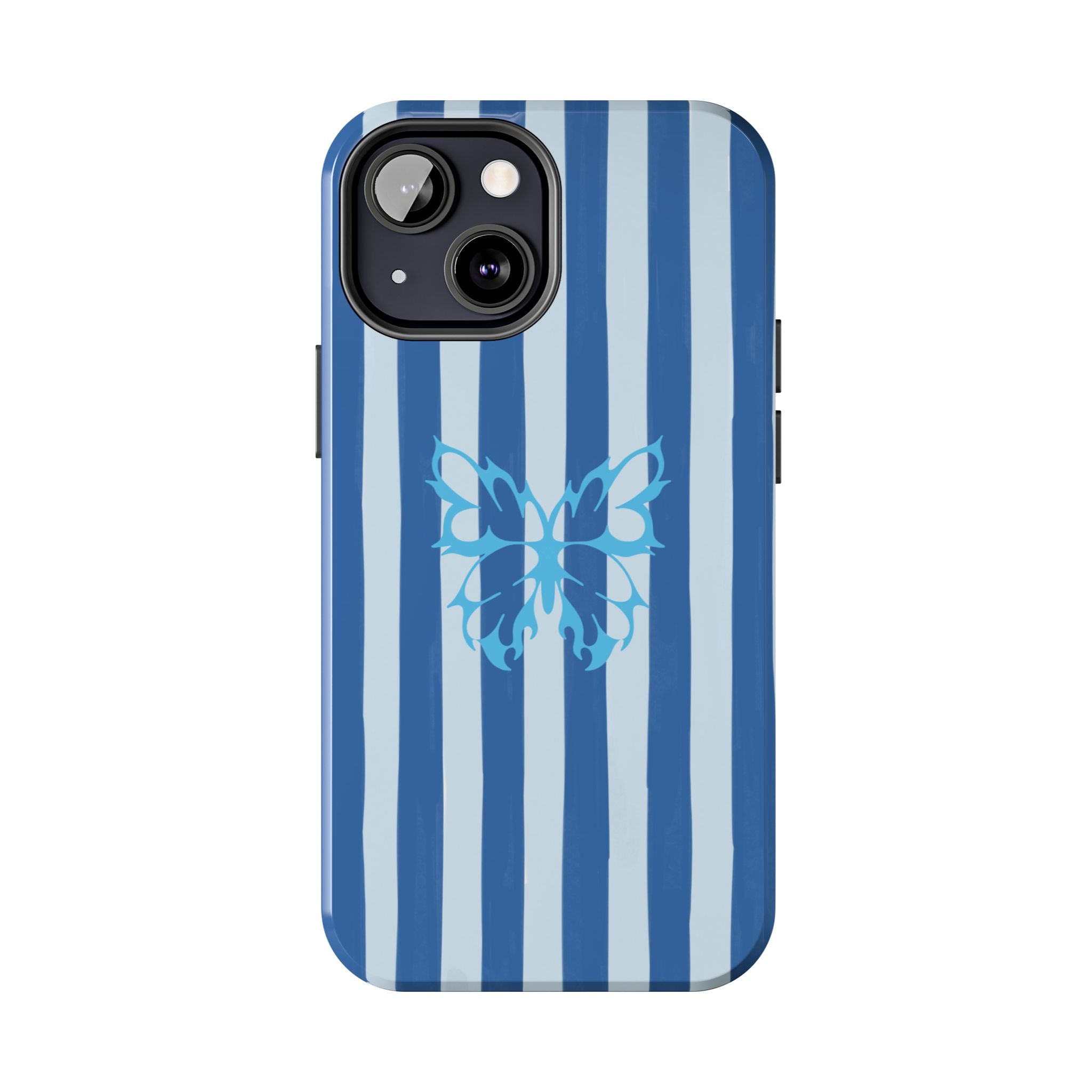Blue Striped Butterfly Tough Phone Case