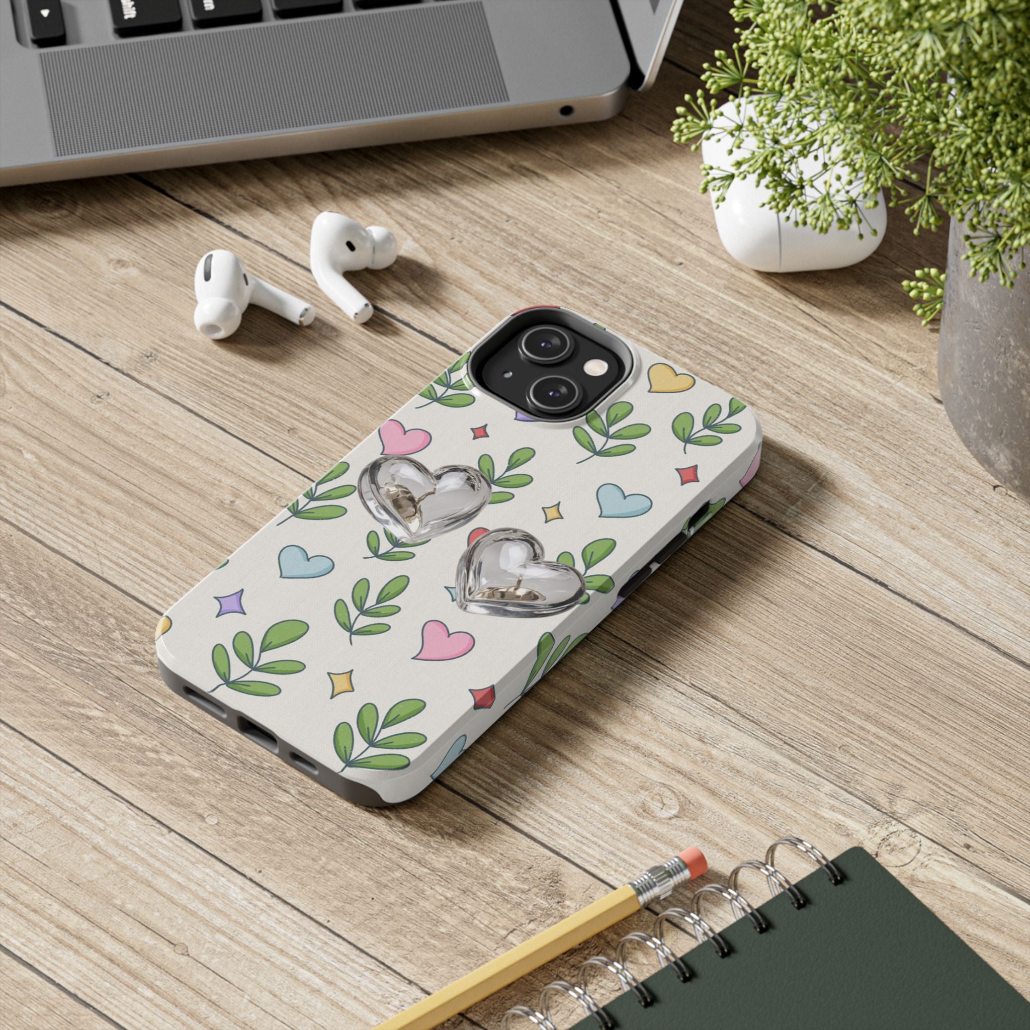 Floral Hearts Tough Phone Case