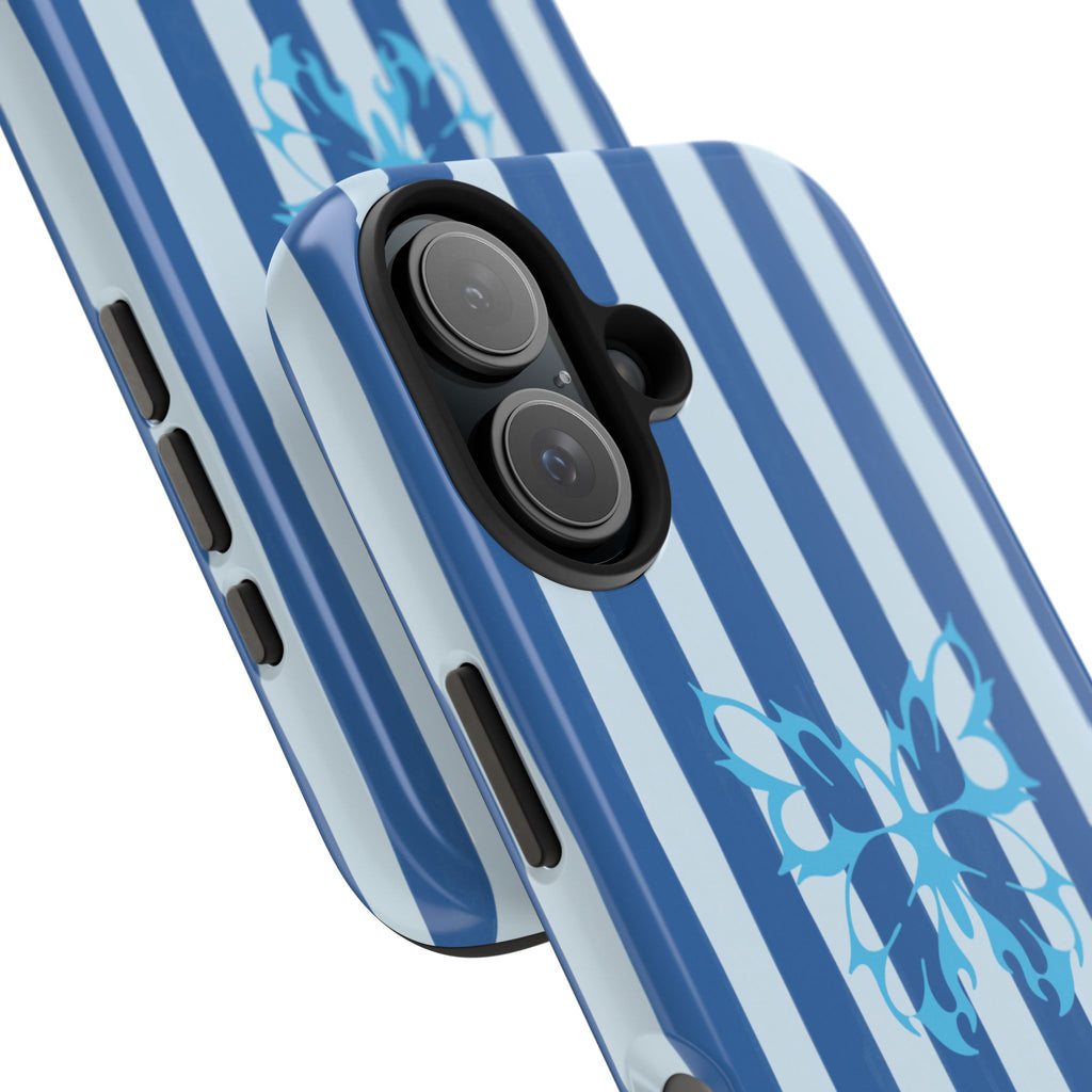Blue Striped Butterfly Tough Phone Case