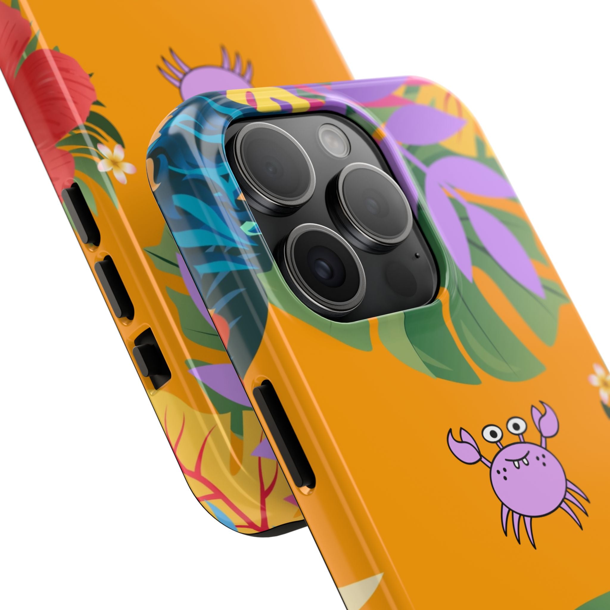 Tropical Floral Crab Tough Phone Case