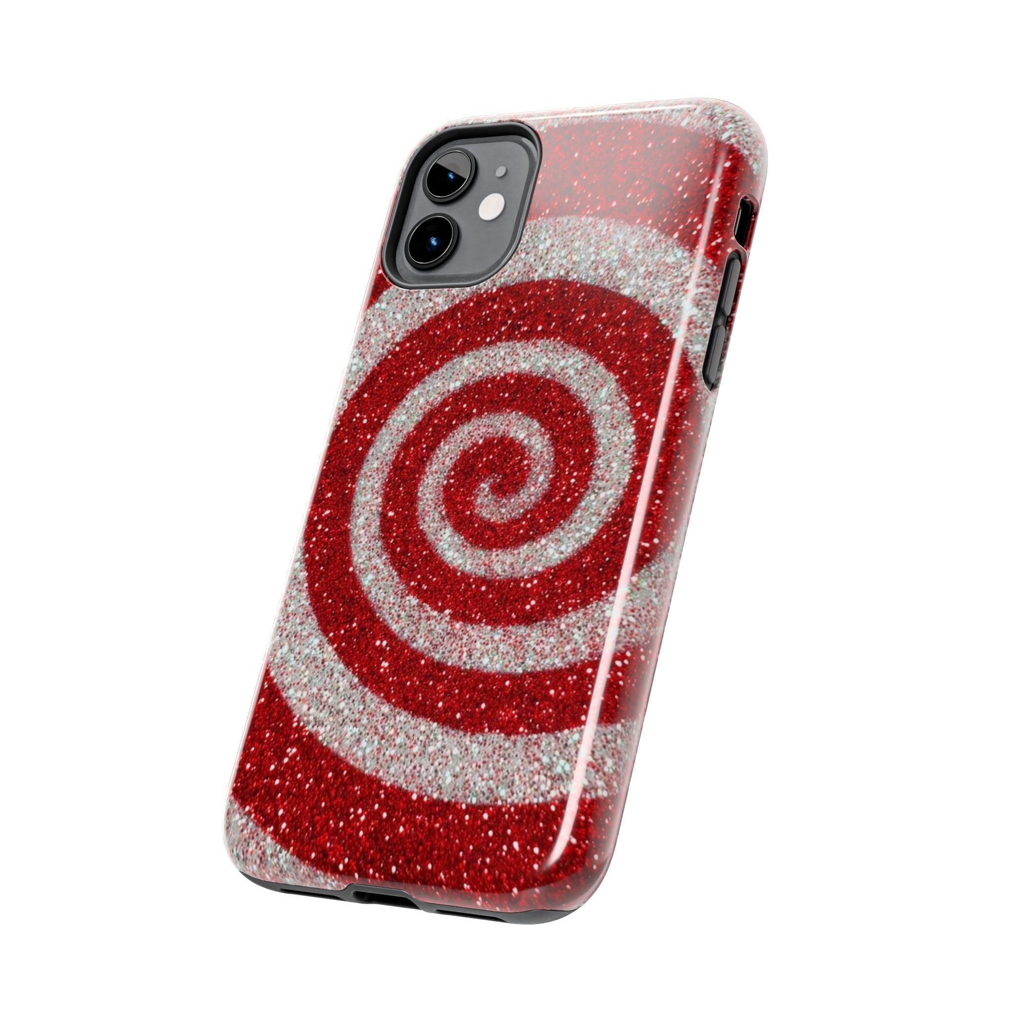 I’m Yours Red & White Swirl Glitter Tough Phone Case
