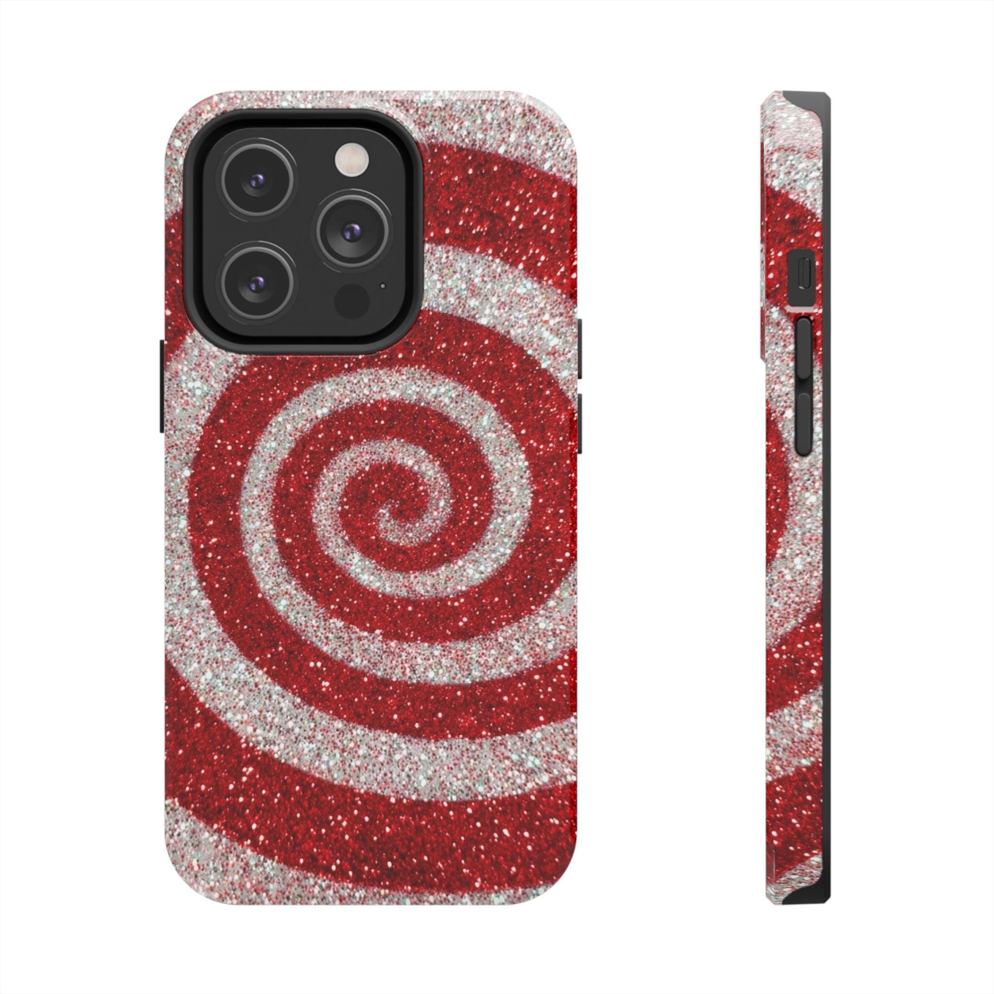 I’m Yours Red & White Swirl Glitter Tough Phone Case
