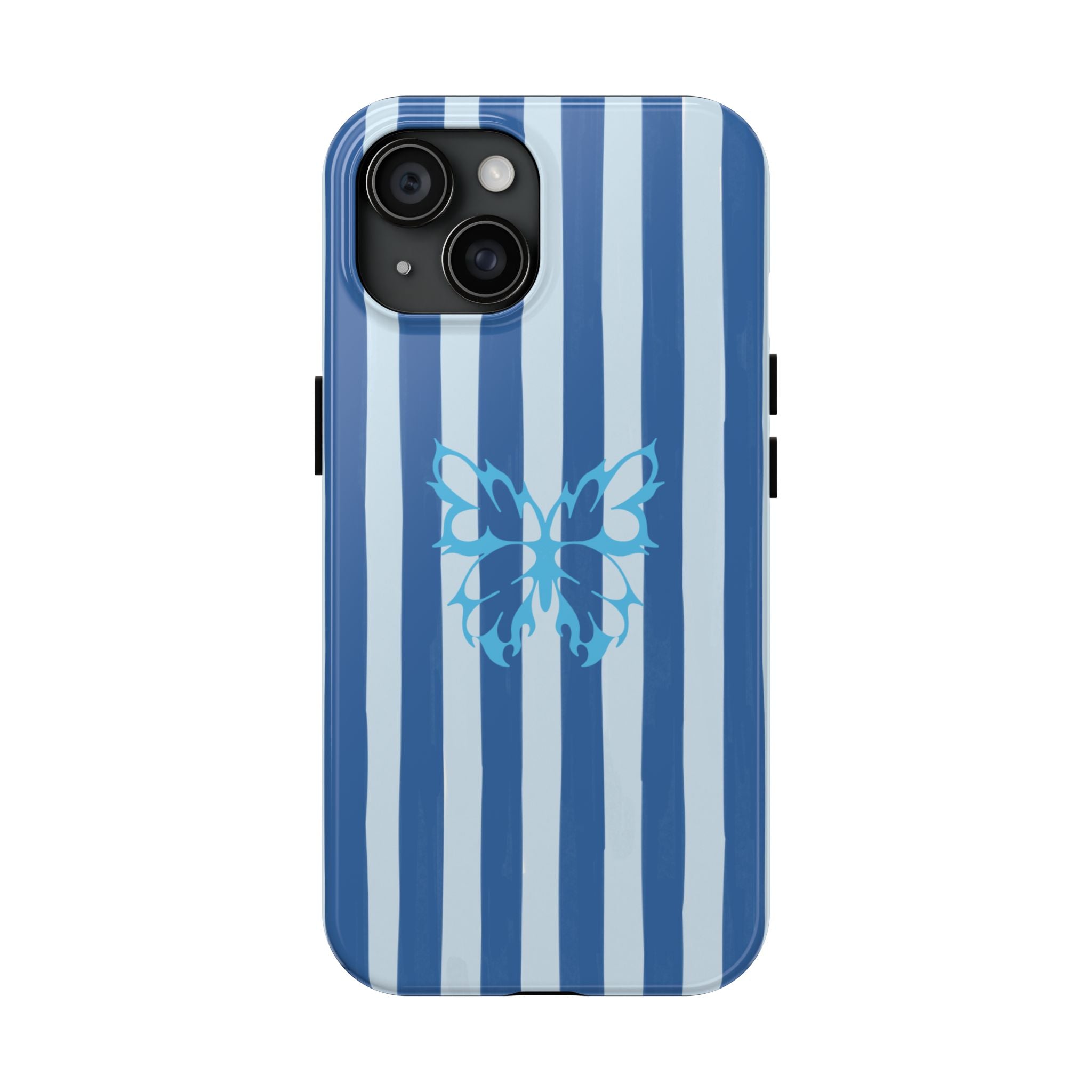 Blue Striped Butterfly Tough Phone Case