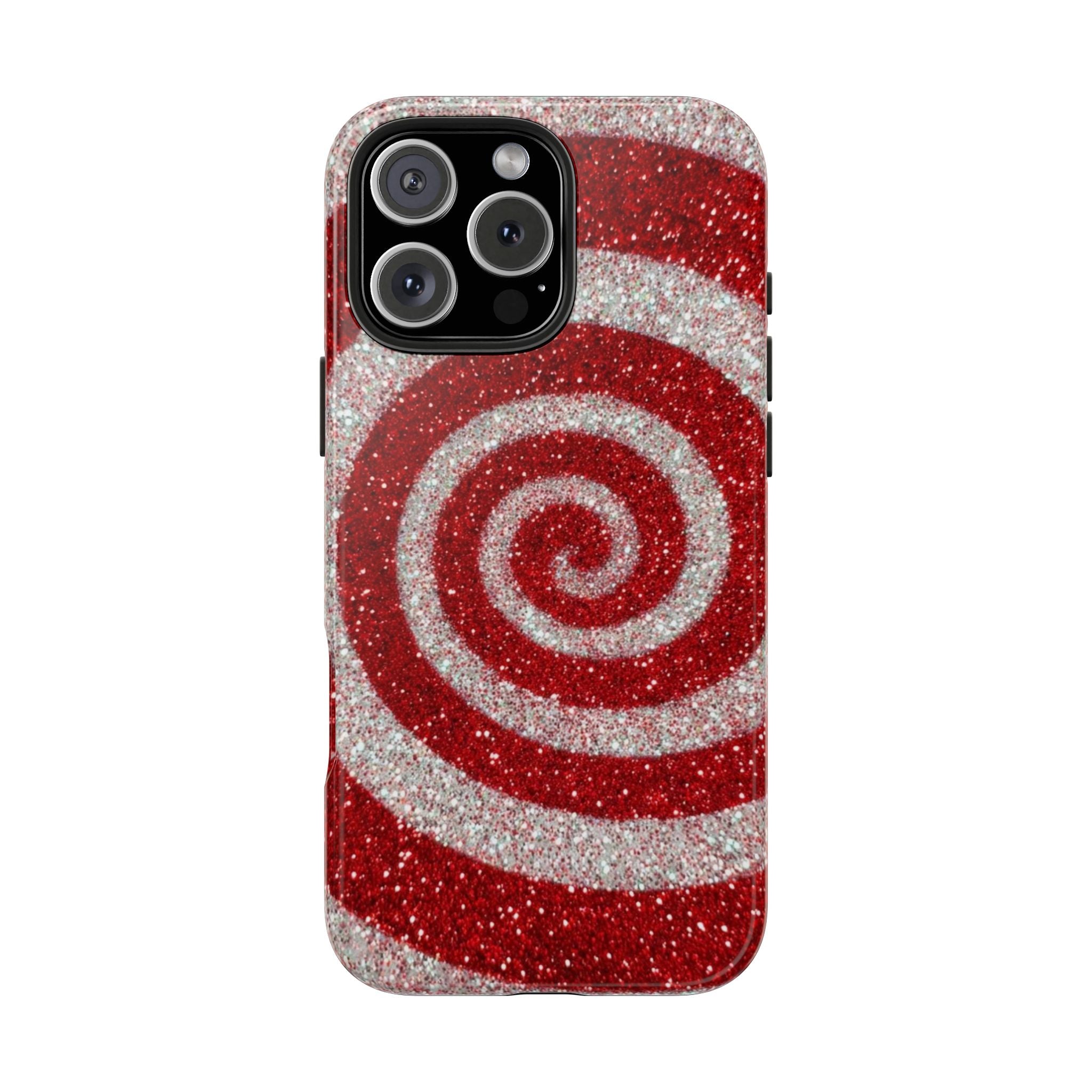 I’m Yours Red & White Swirl Glitter Tough Phone Case