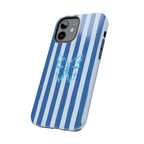 Blue Striped Butterfly Tough Phone Case