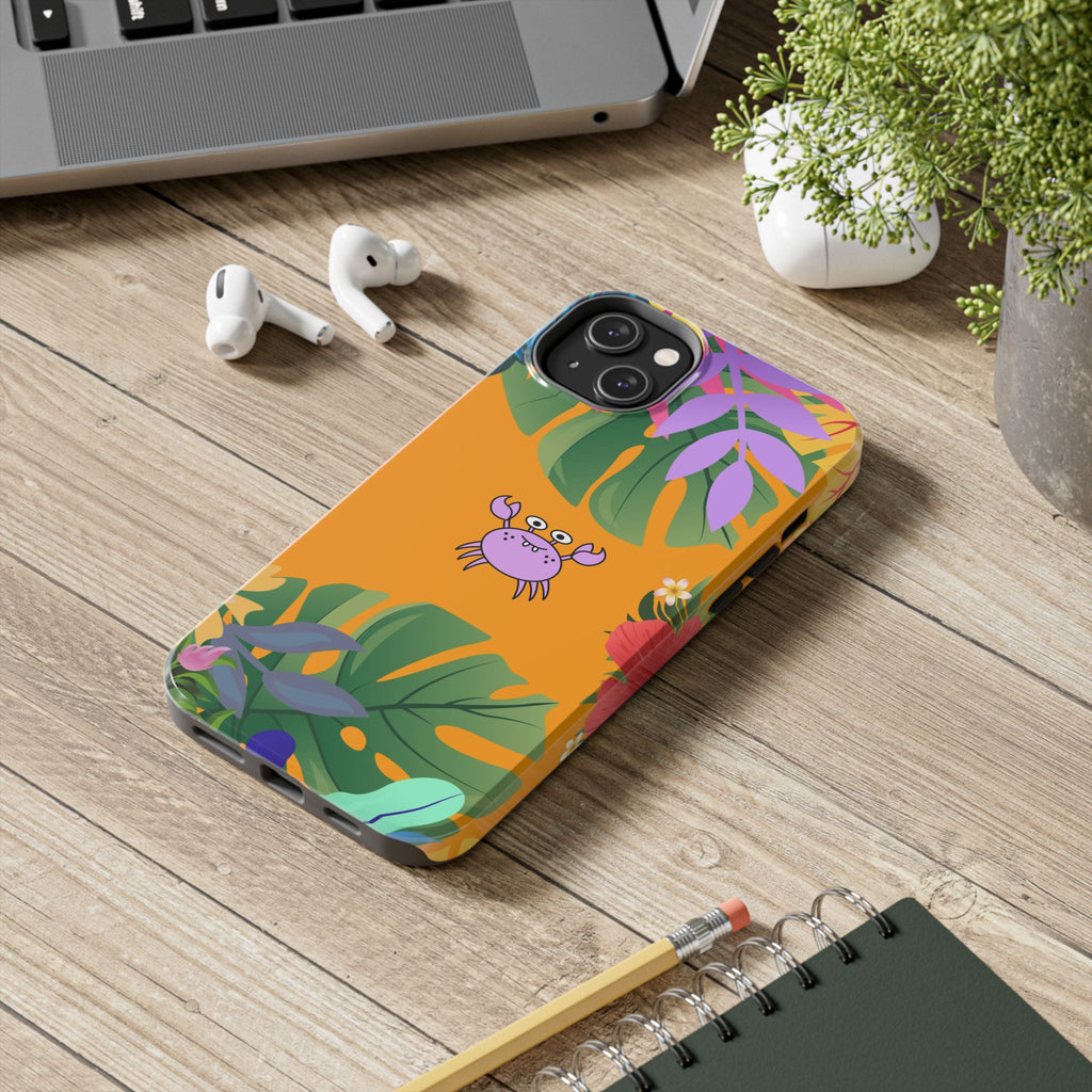 Tropical Floral Crab Tough Phone Case