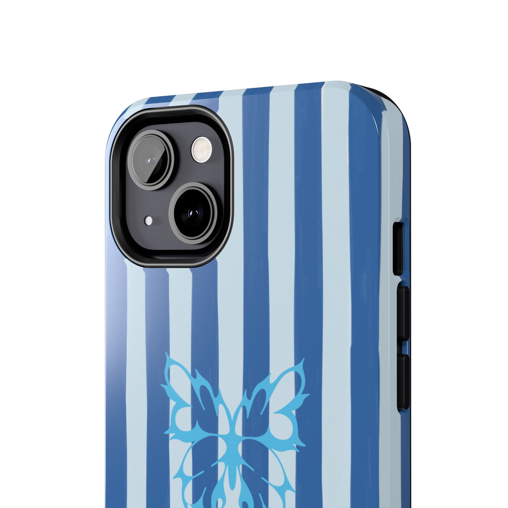 Blue Striped Butterfly Tough Phone Case