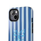 Blue Striped Butterfly Tough Phone Case
