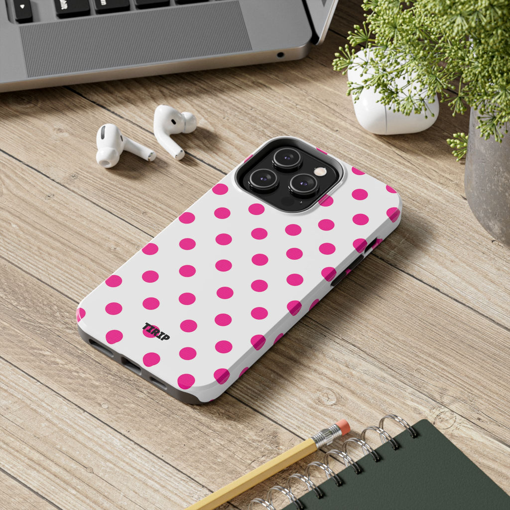 Pink & White Polka Dot Tough Phone Case