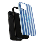 Blue Striped Butterfly Tough Phone Case