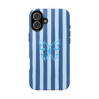 Blue Striped Butterfly Tough Phone Case