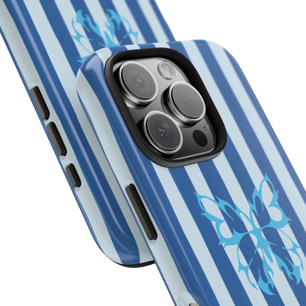 Blue Striped Butterfly Tough Phone Case