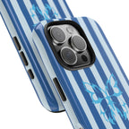 Blue Striped Butterfly Tough Phone Case