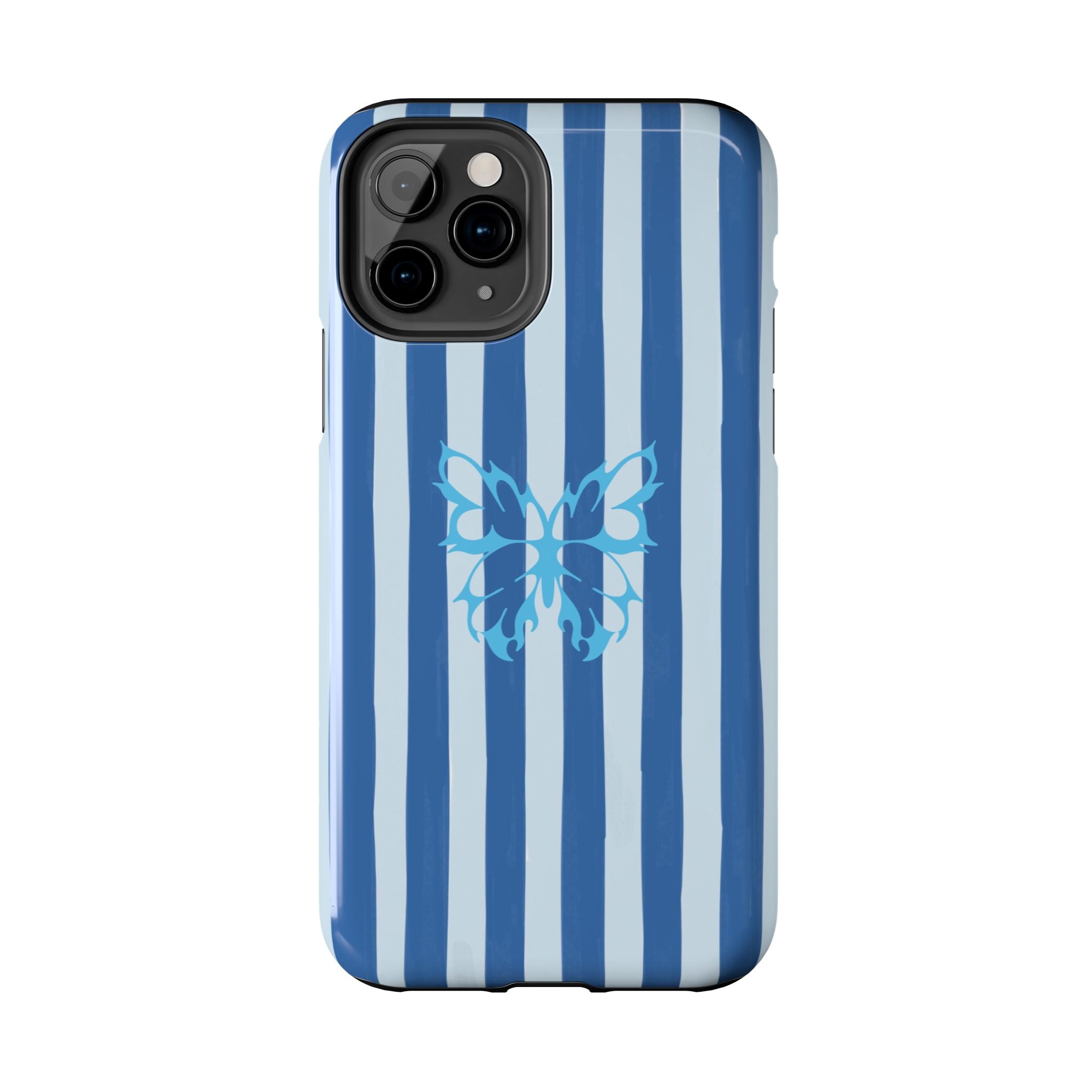 Blue Striped Butterfly Tough Phone Case