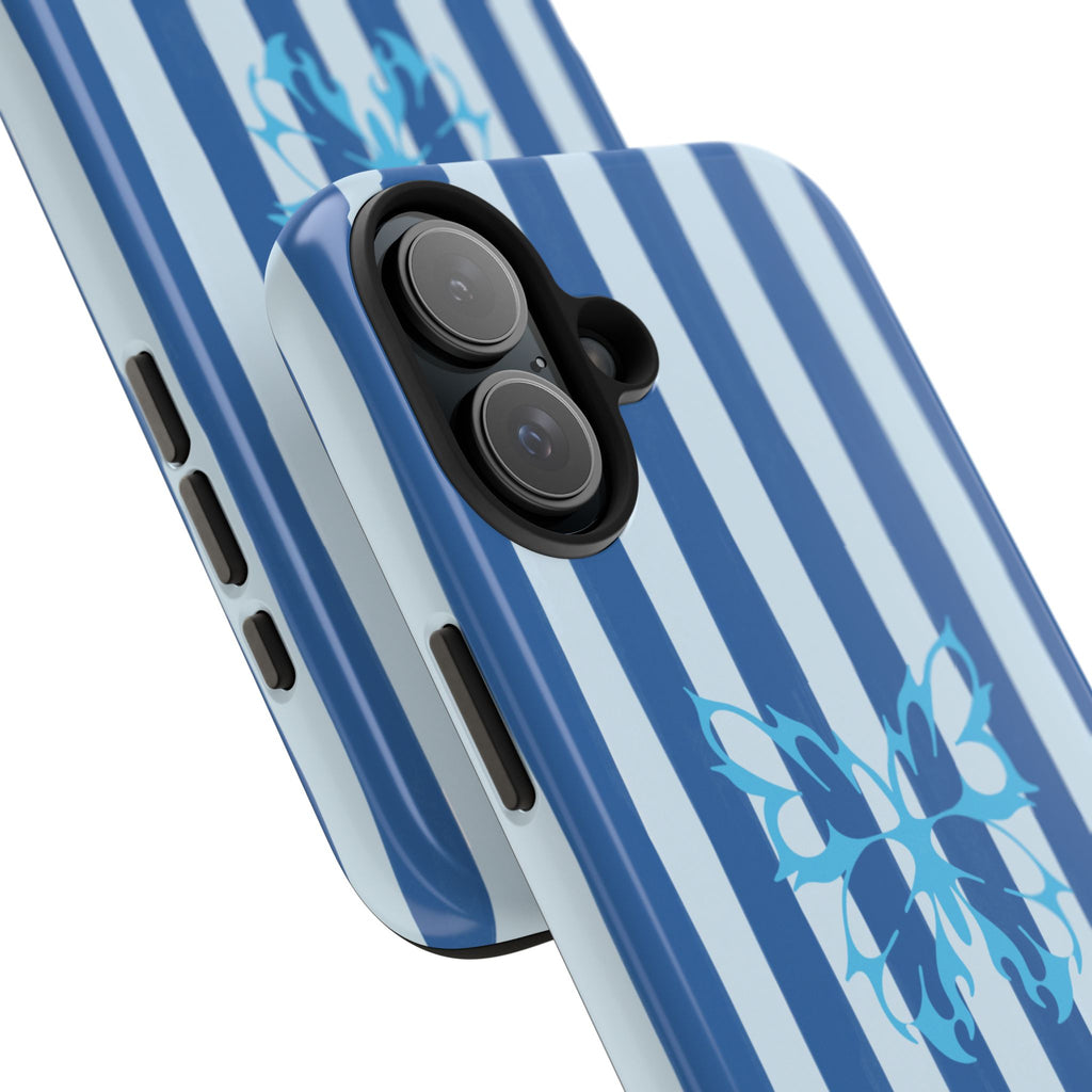 Blue Striped Butterfly Tough Phone Case