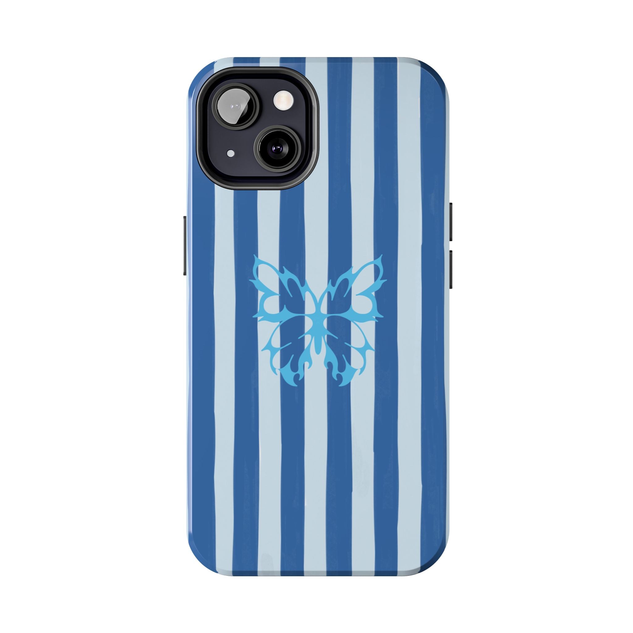 Blue Striped Butterfly Tough Phone Case