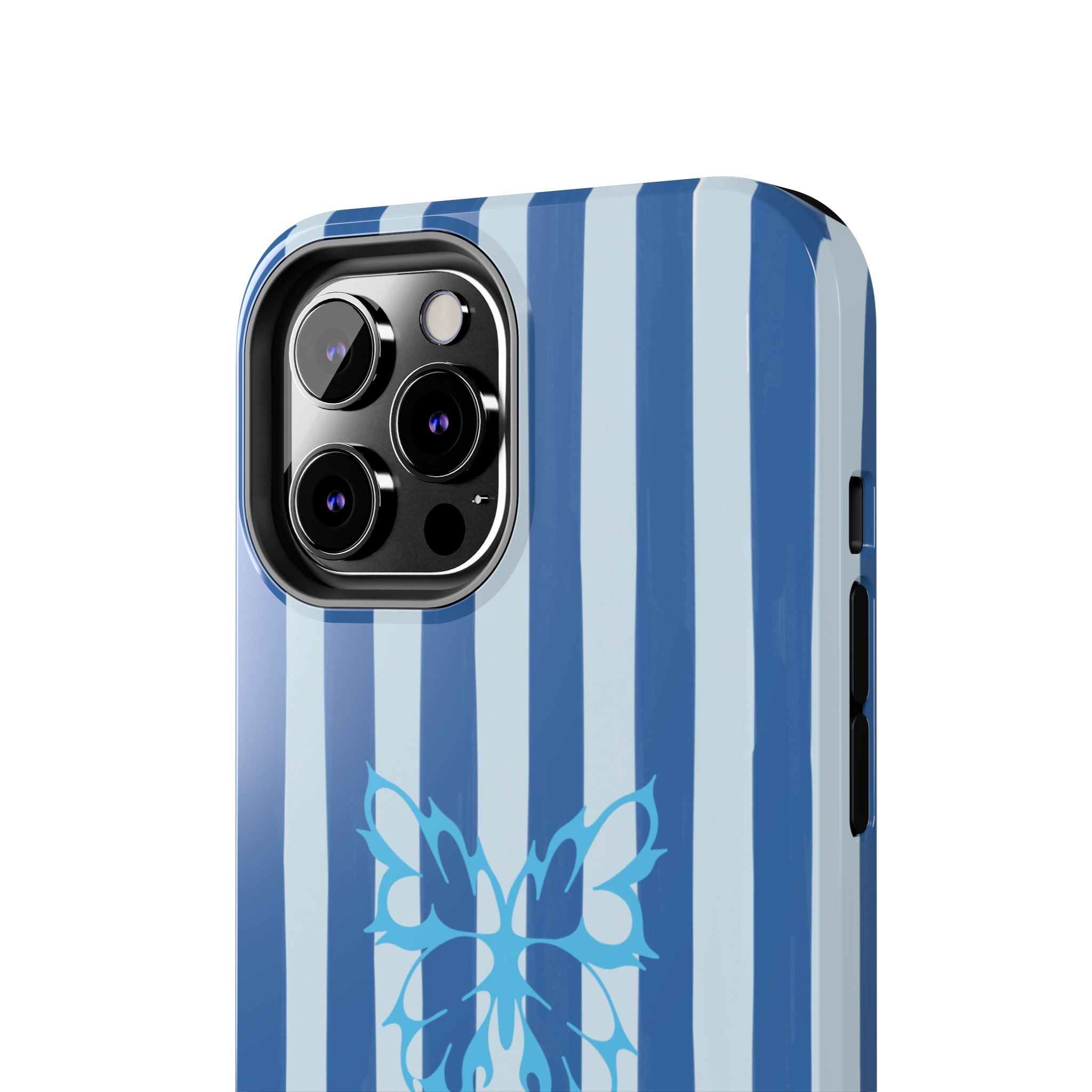 Blue Striped Butterfly Tough Phone Case