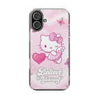 Clear Phone Case — Pink 'Believe in Yourself' Cute Kitty Design