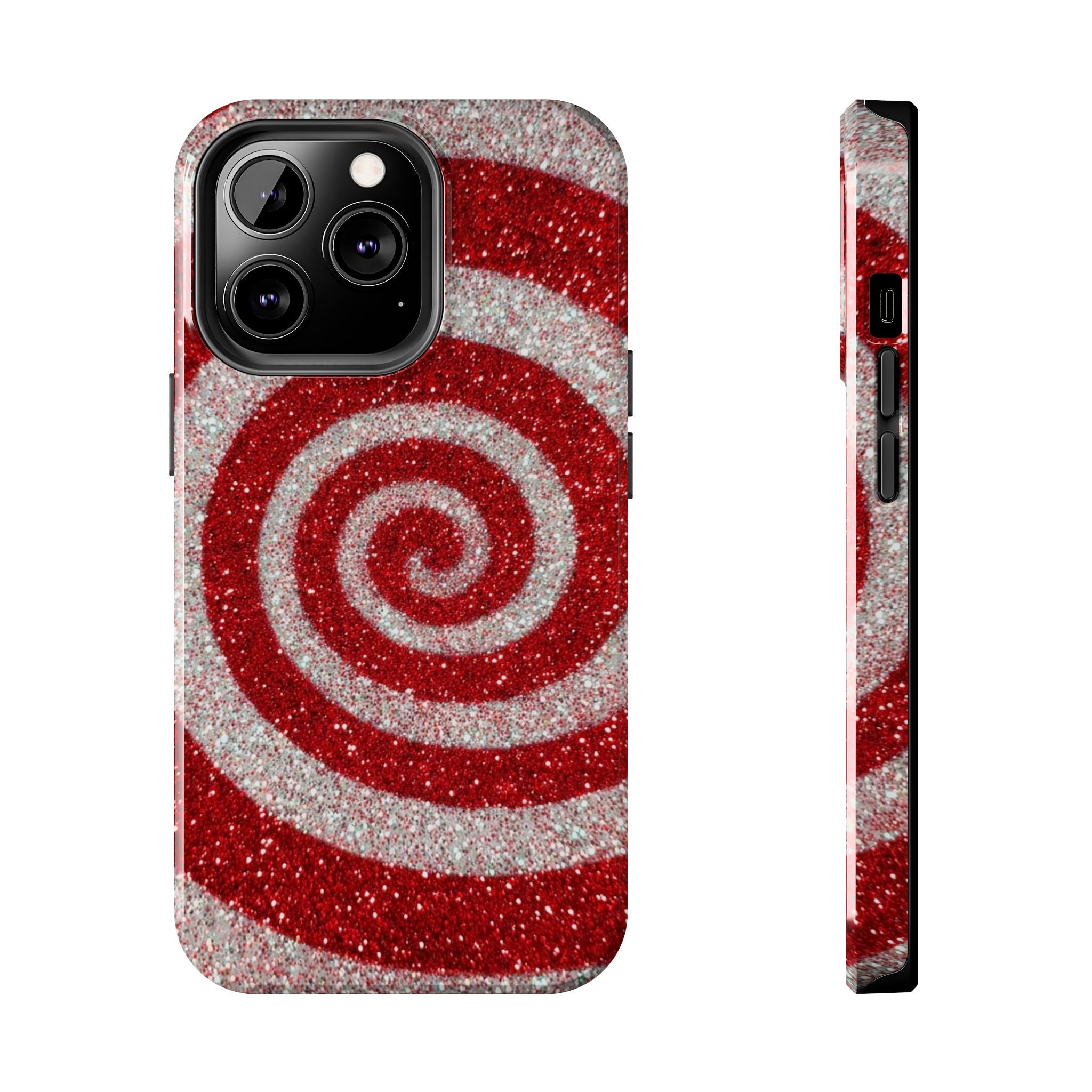 I’m Yours Red & White Swirl Glitter Tough Phone Case