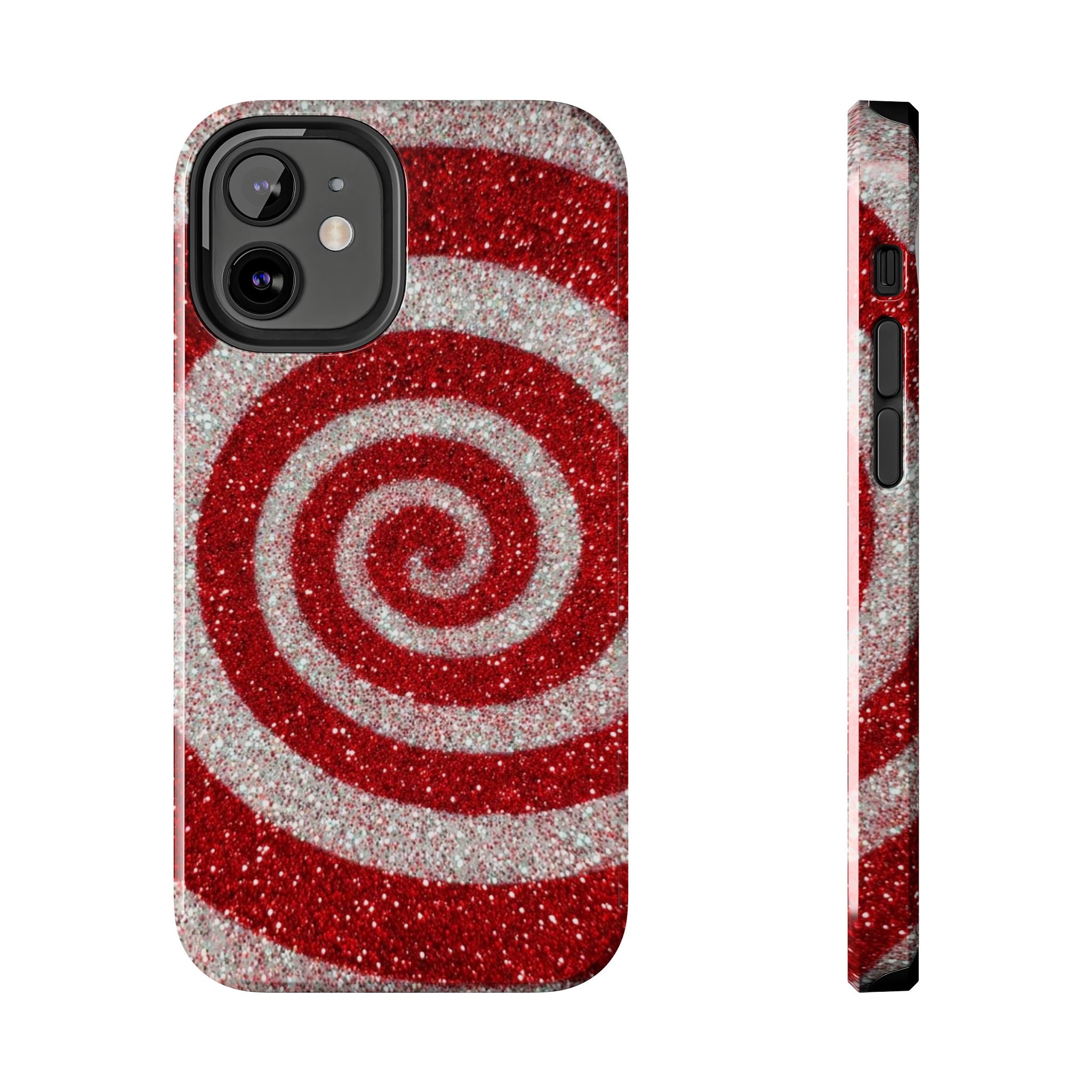 I’m Yours Red & White Swirl Glitter Tough Phone Case