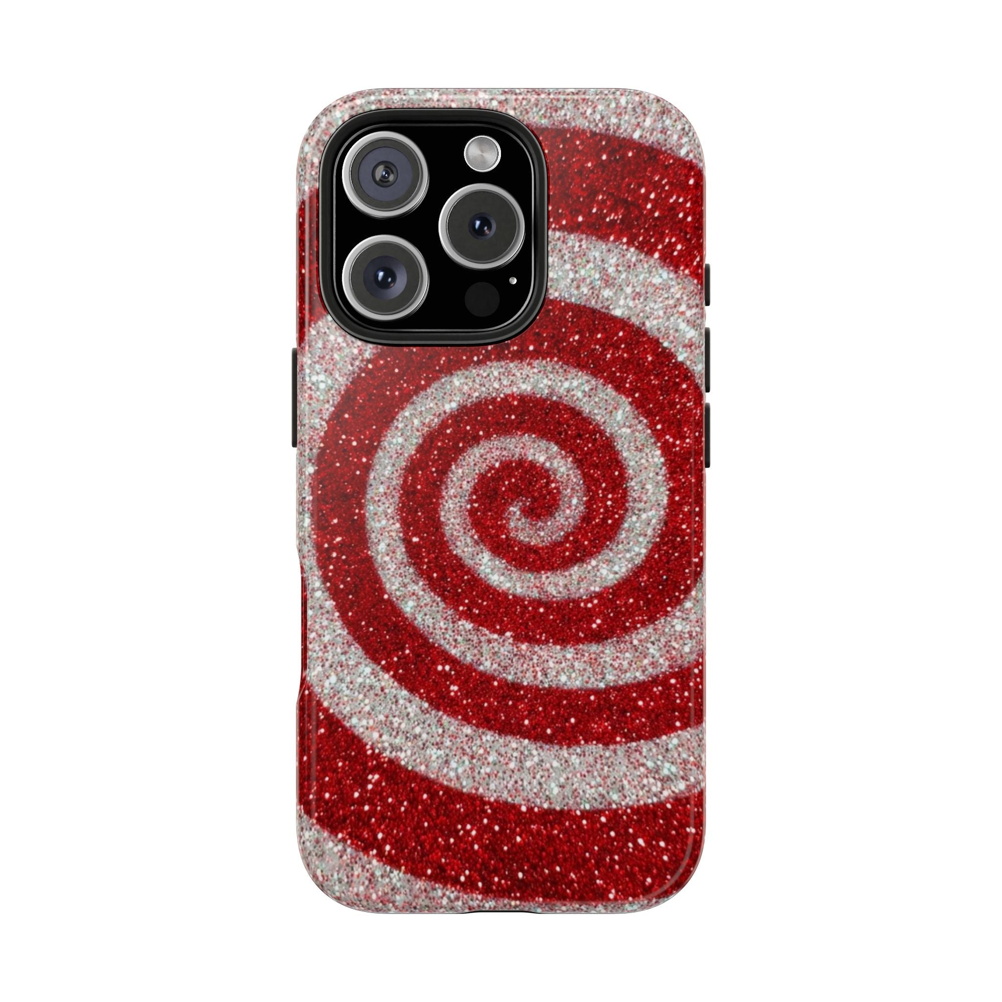 I’m Yours Red & White Swirl Glitter Tough Phone Case