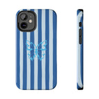 Blue Striped Butterfly Tough Phone Case