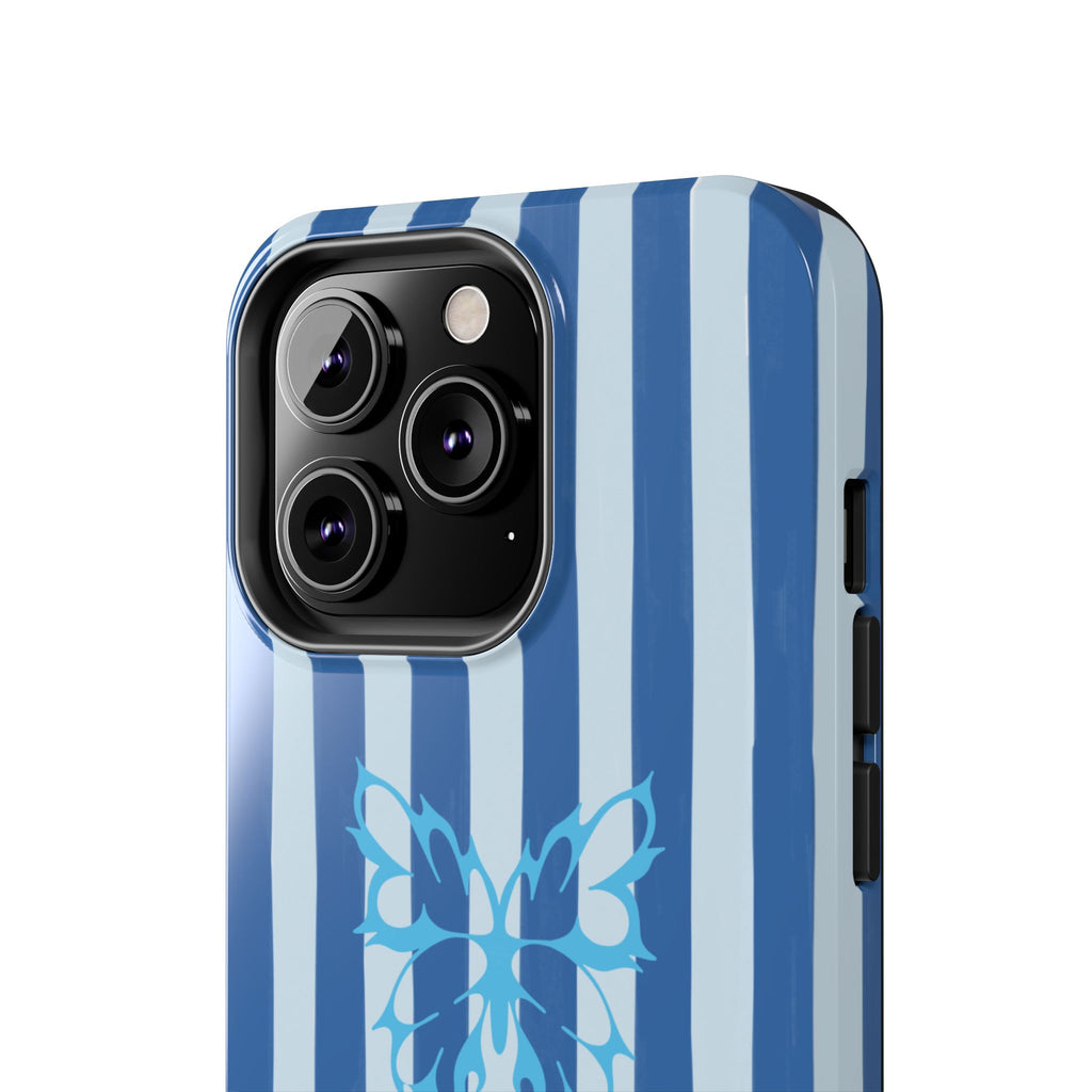 Blue Striped Butterfly Tough Phone Case