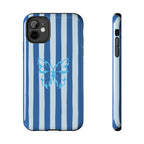 Blue Striped Butterfly Tough Phone Case