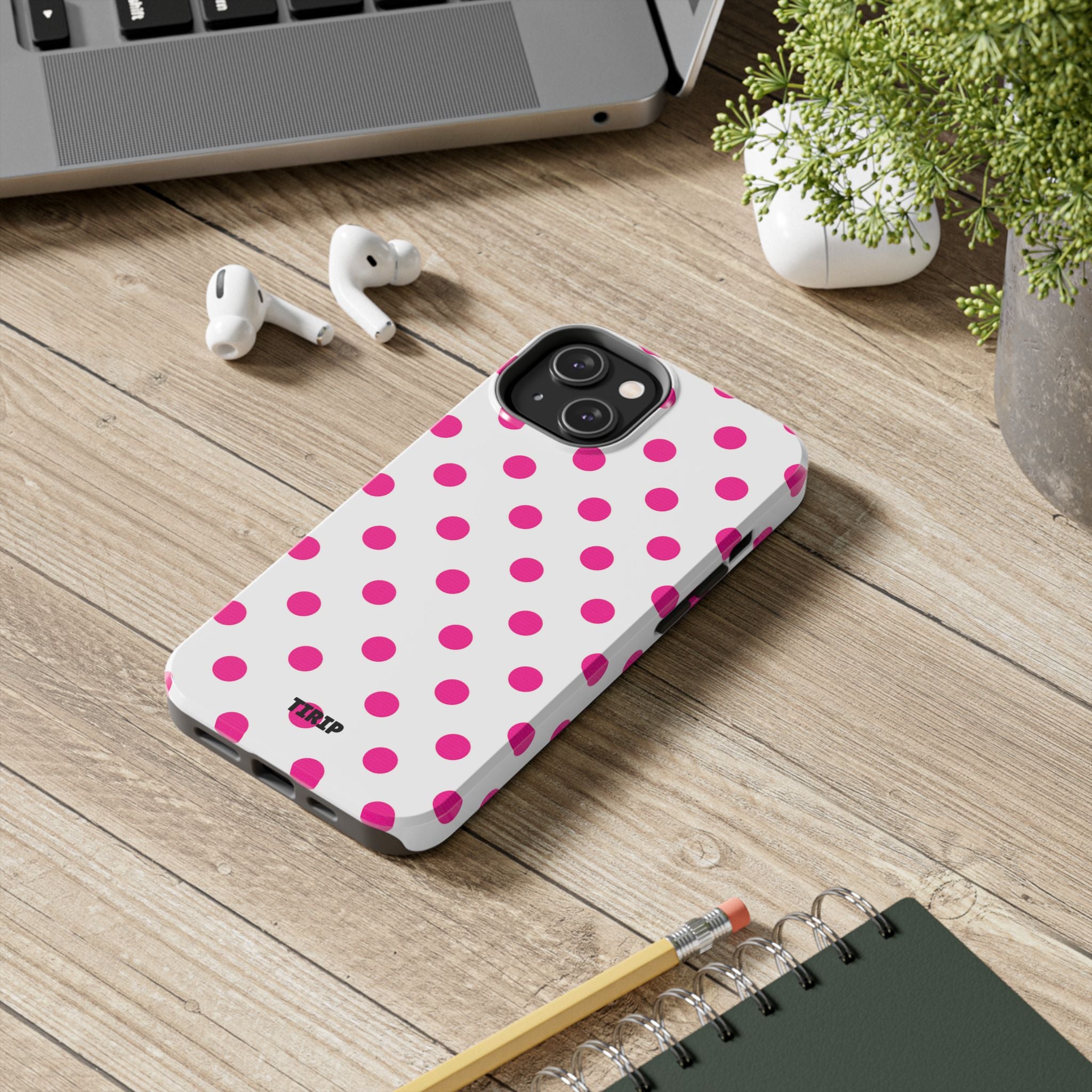 Pink & White Polka Dot Tough Phone Case