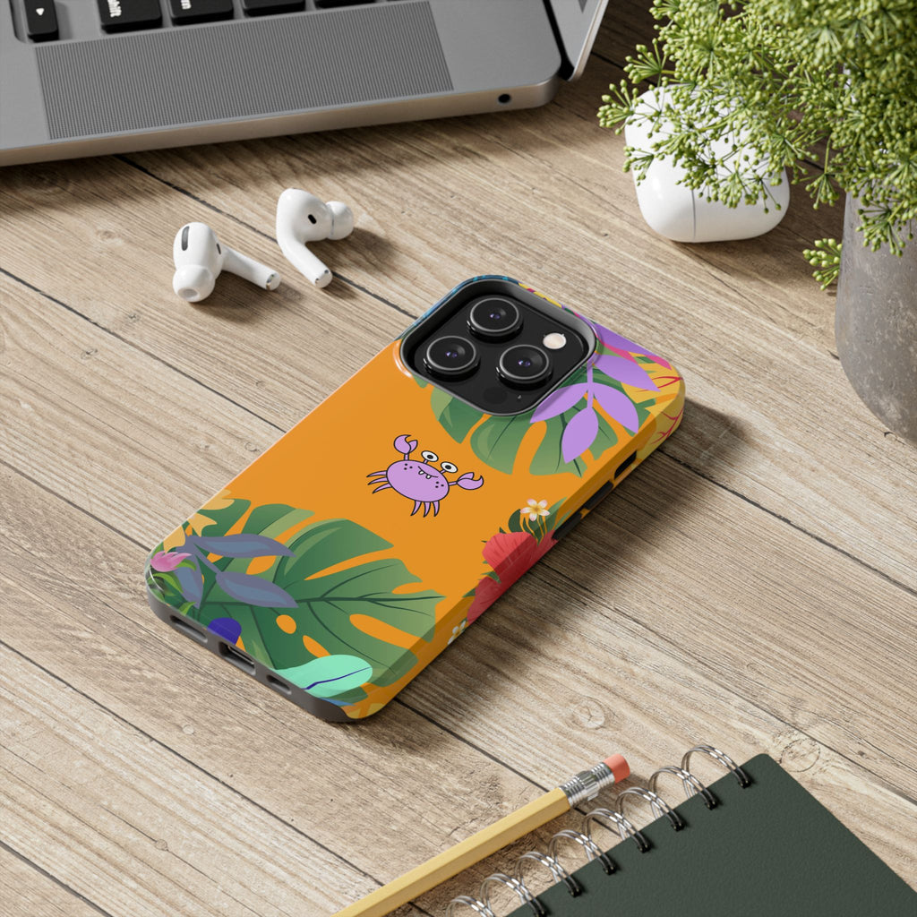 Tropical Floral Crab Tough Phone Case