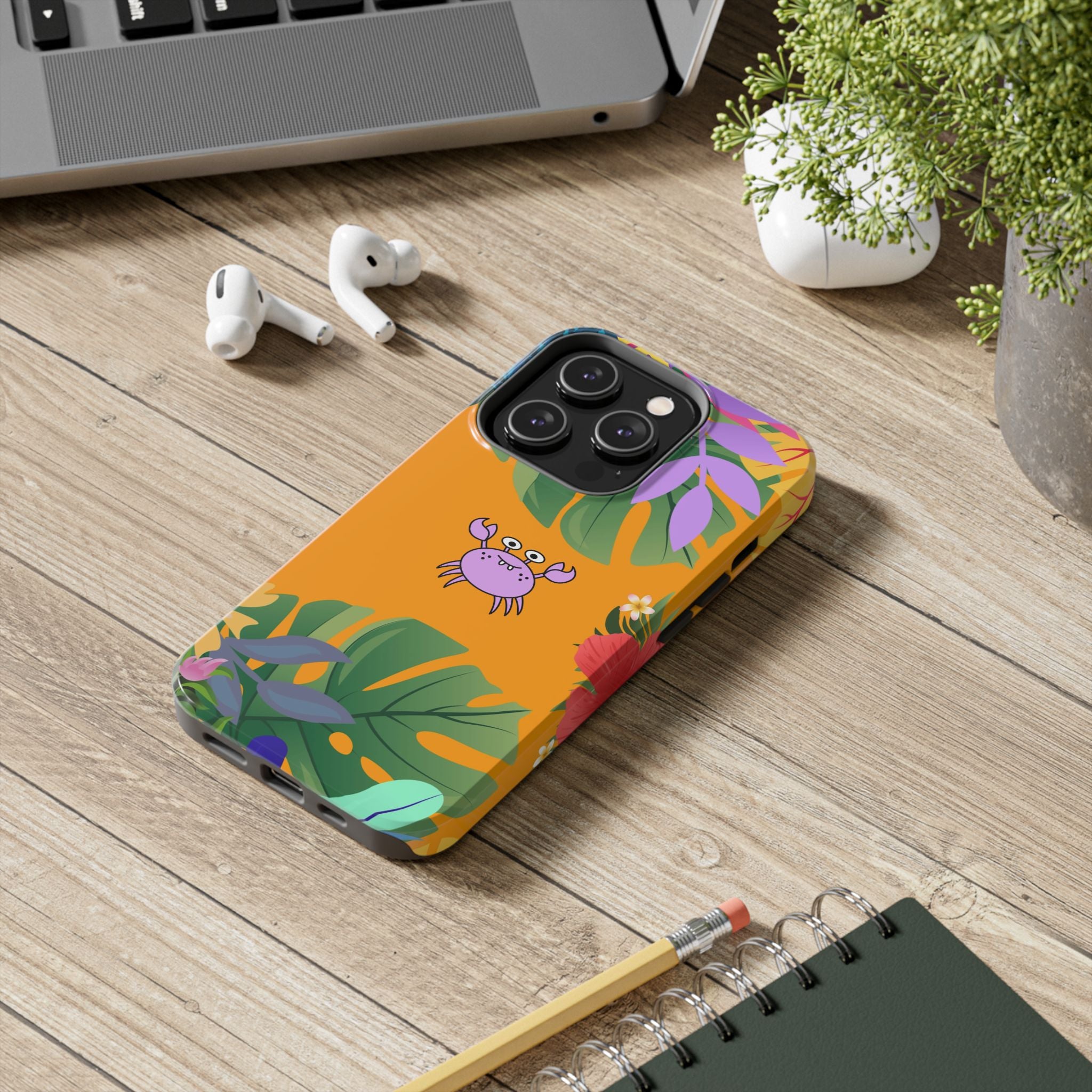 Tropical Floral Crab Tough Phone Case
