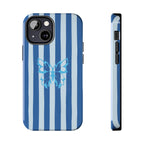 Blue Striped Butterfly Tough Phone Case