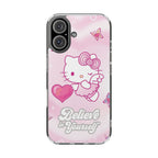 Clear Phone Case — Pink 'Believe in Yourself' Cute Kitty Design