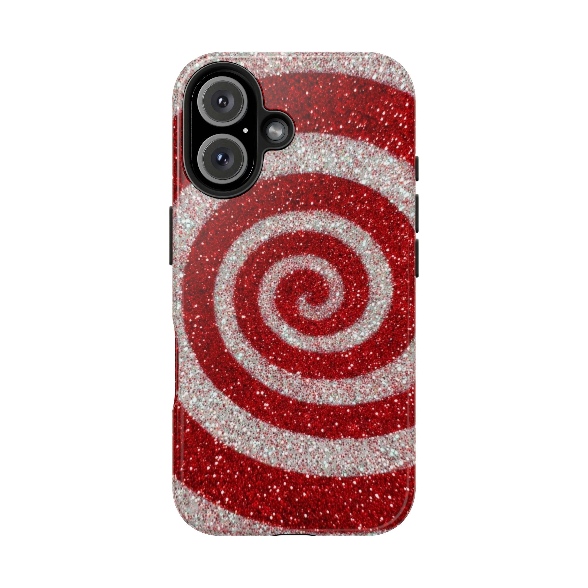 I’m Yours Red & White Swirl Glitter Tough Phone Case