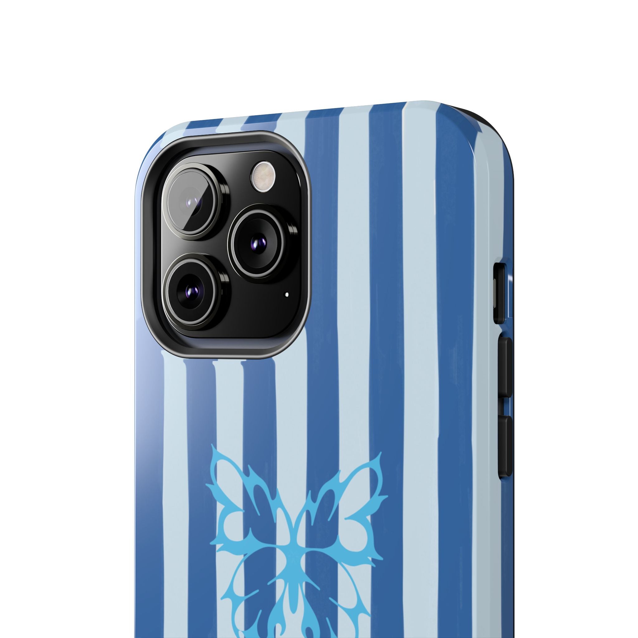 Blue Striped Butterfly Tough Phone Case