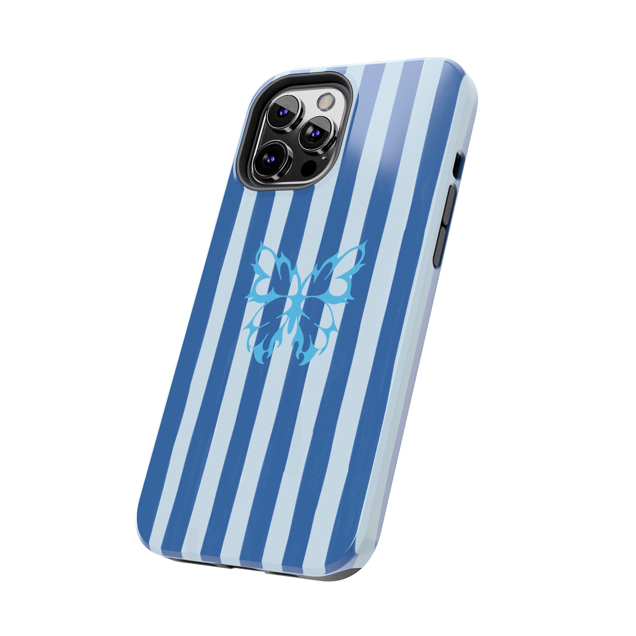 Blue Striped Butterfly Tough Phone Case