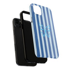 Blue Striped Butterfly Tough Phone Case