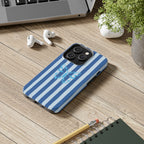 Blue Striped Butterfly Tough Phone Case