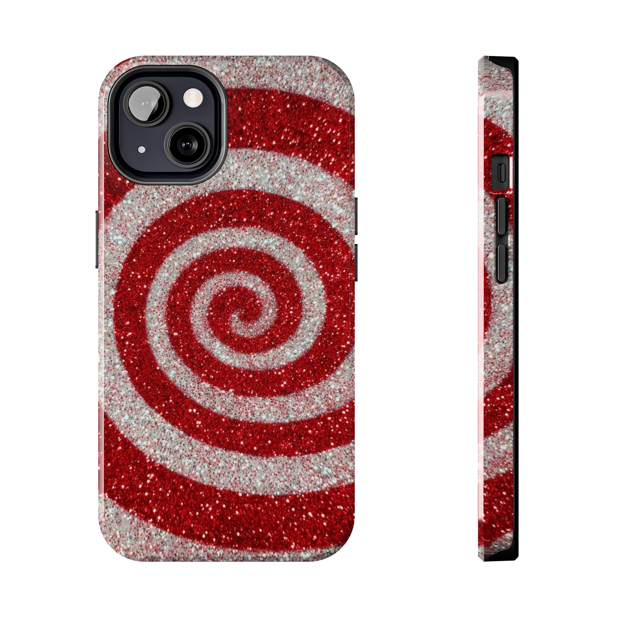 I’m Yours Red & White Swirl Glitter Tough Phone Case