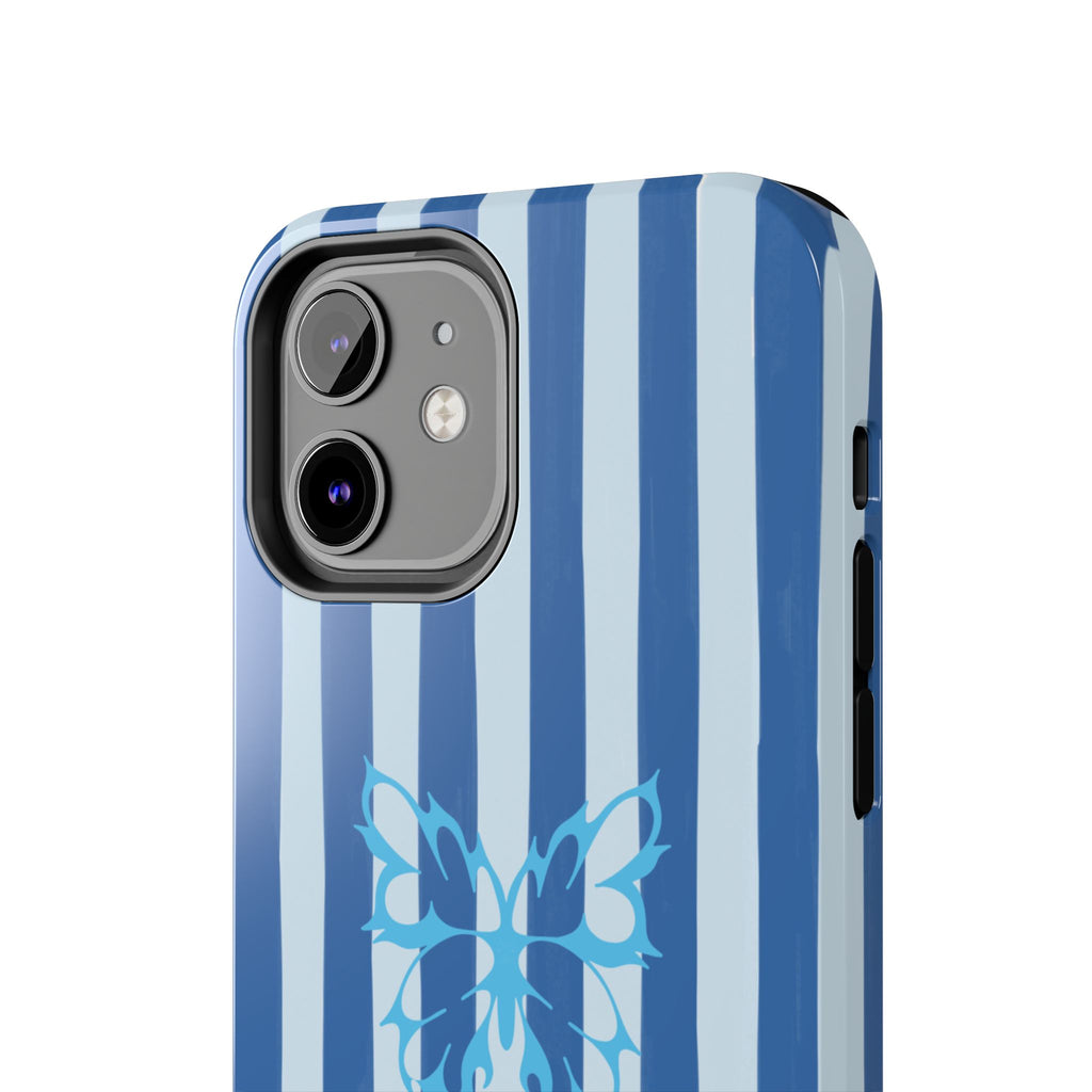 Blue Striped Butterfly Tough Phone Case