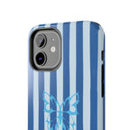 Blue Striped Butterfly Tough Phone Case