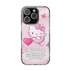 Clear Phone Case — Pink 'Believe in Yourself' Cute Kitty Design