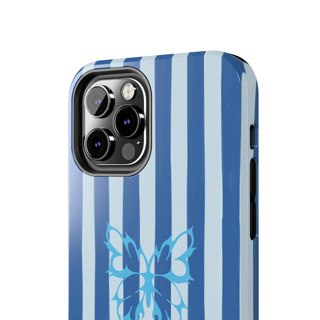 Blue Striped Butterfly Tough Phone Case