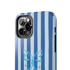Blue Striped Butterfly Tough Phone Case