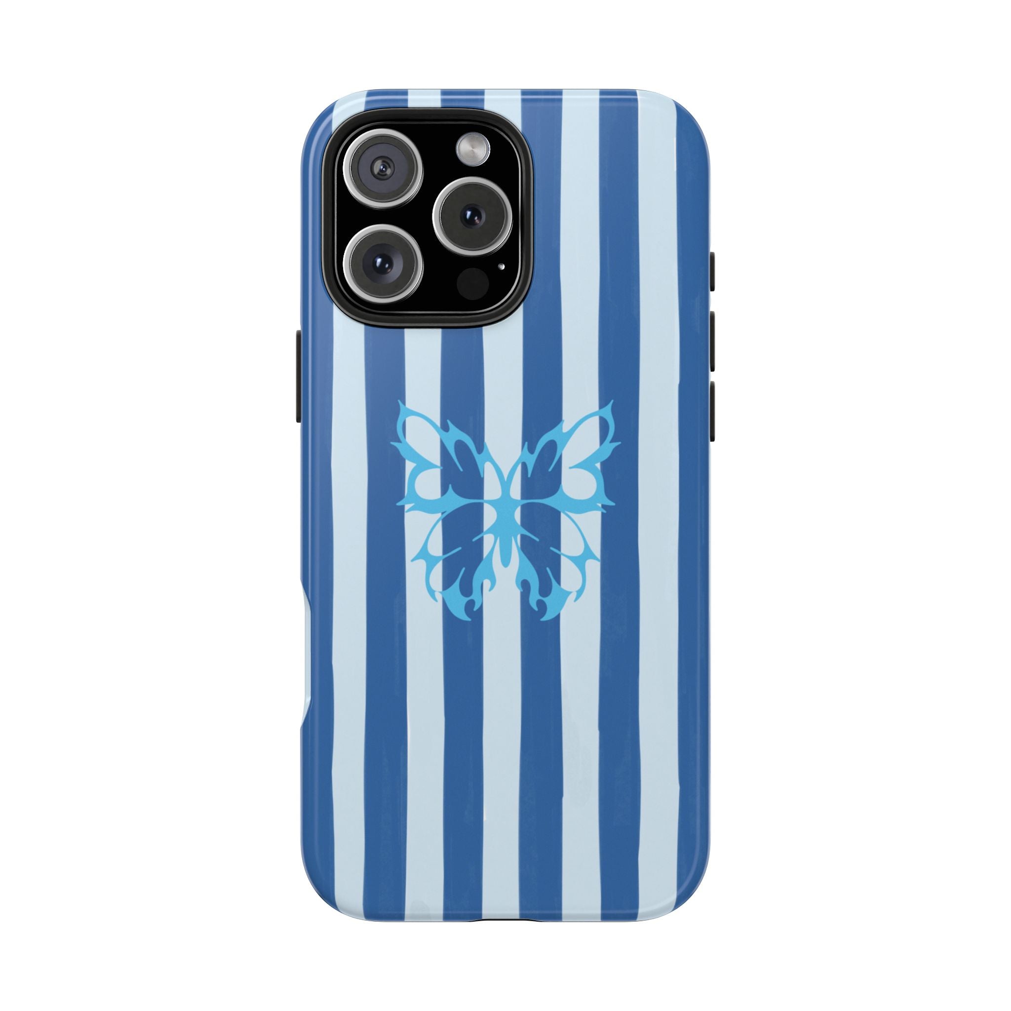 Blue Striped Butterfly Tough Phone Case