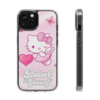 Clear Phone Case — Pink 'Believe in Yourself' Cute Kitty Design
