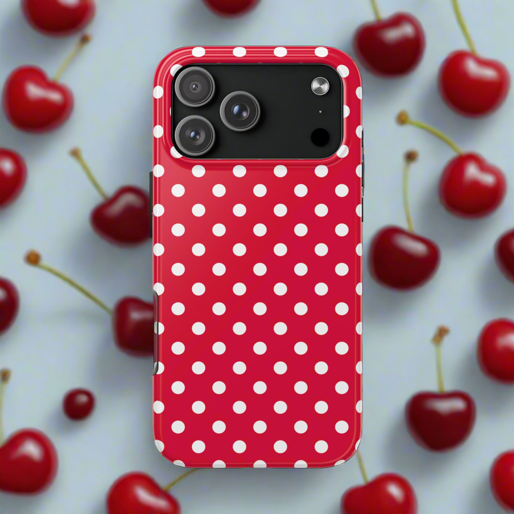 Red & White Polka Dot Tough Phone Cases